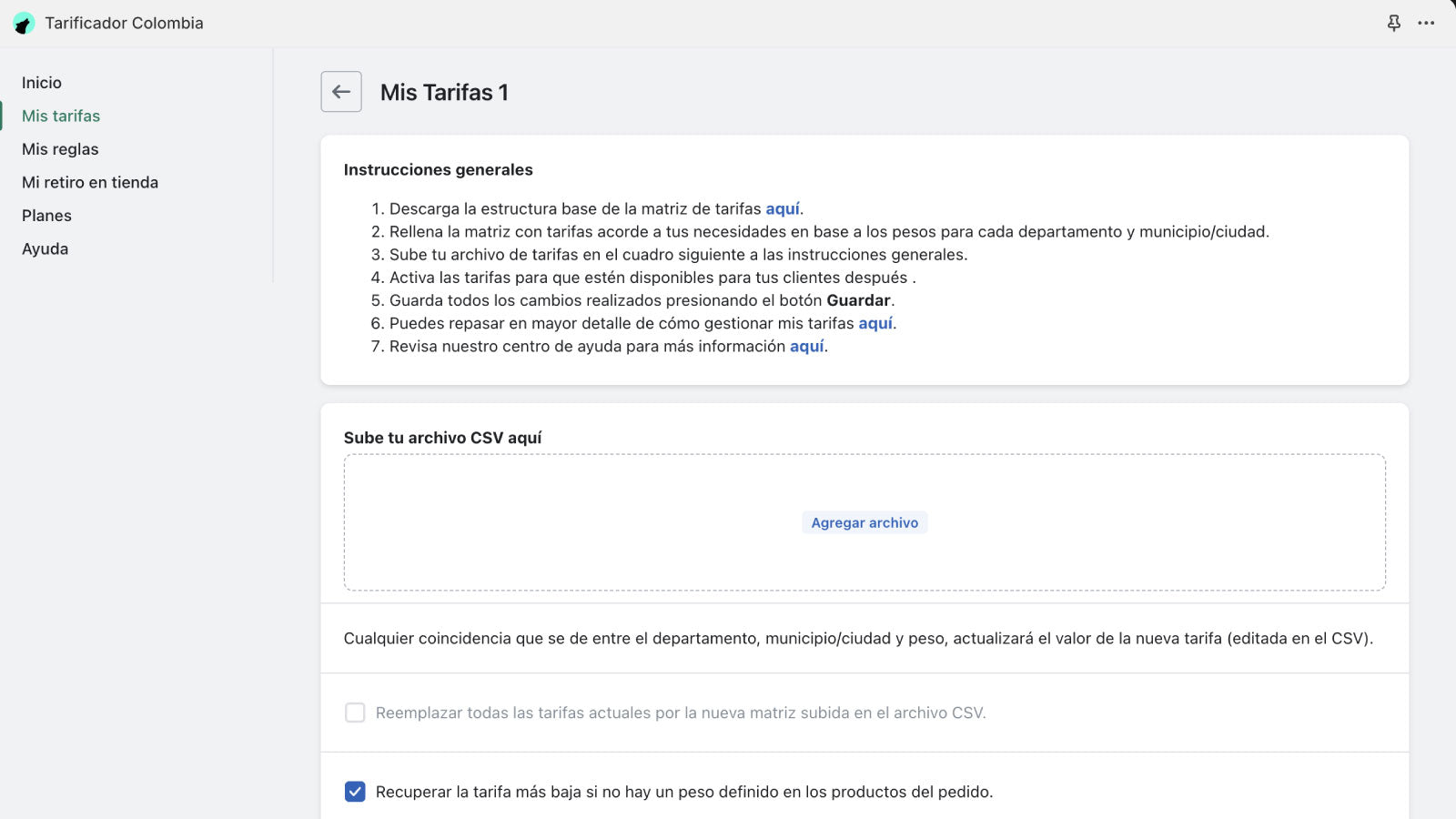 Tarificador CO - Lobo Creaciones - Shopify Experts