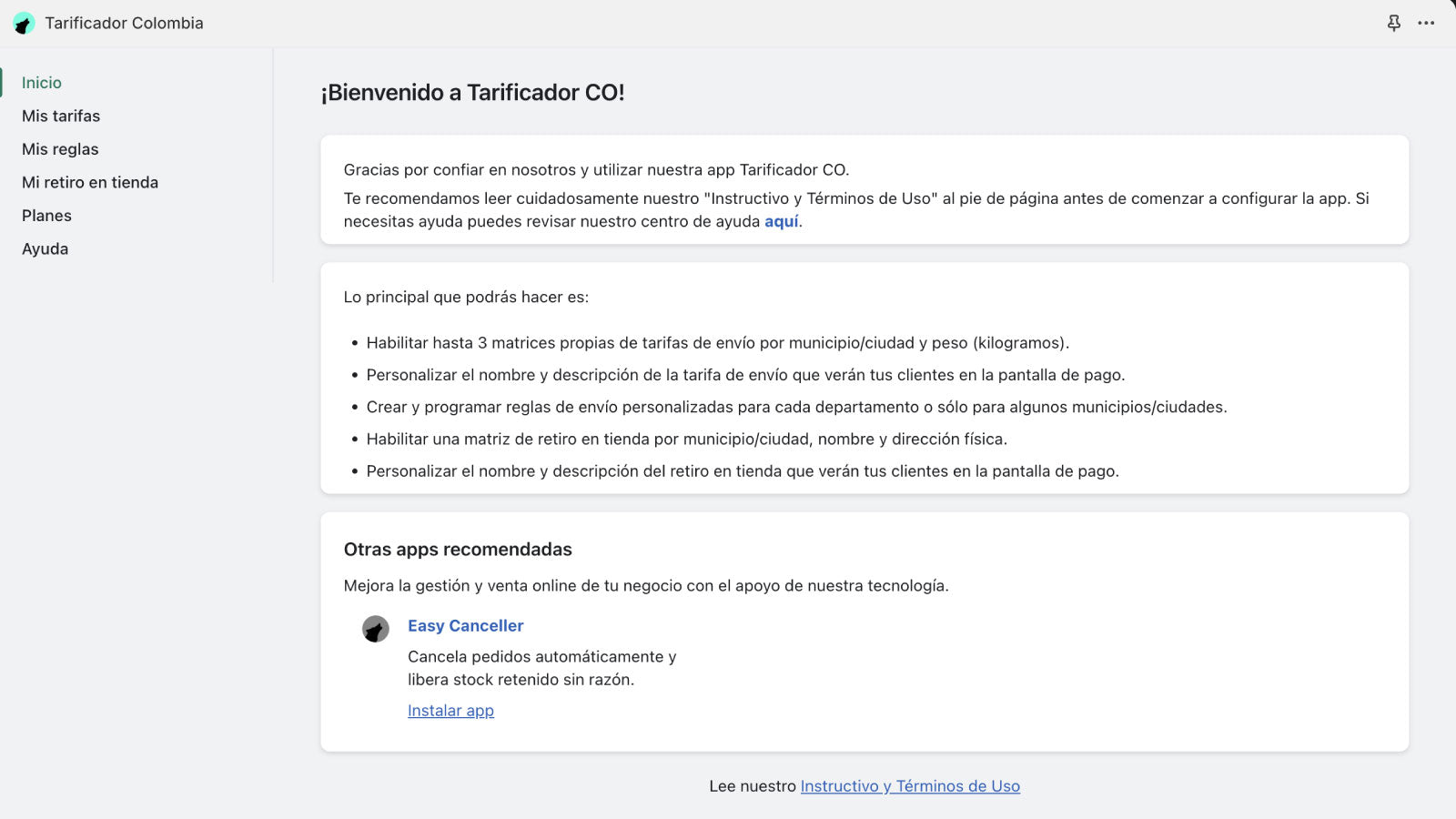 Tarificador CO - Lobo Creaciones - Shopify Experts