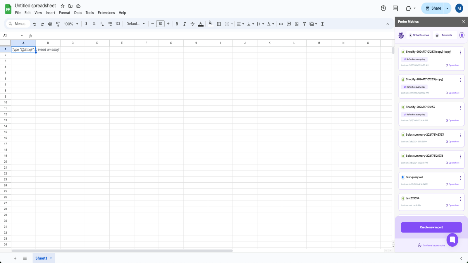 Launch the extension on google sheets