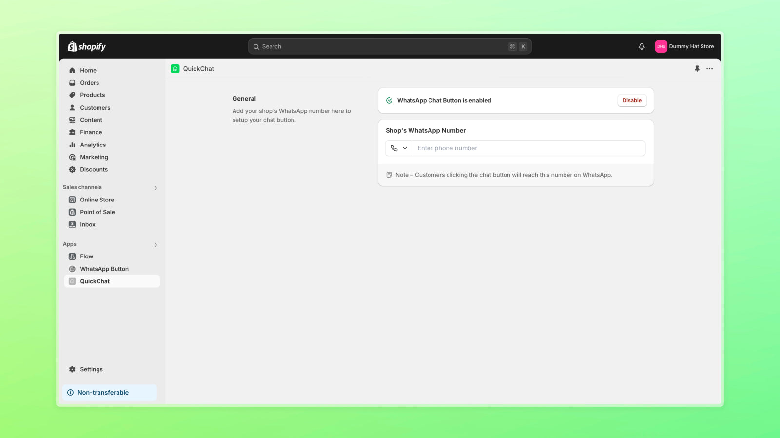 Screenshot of the app in Shopify Admin dashboard