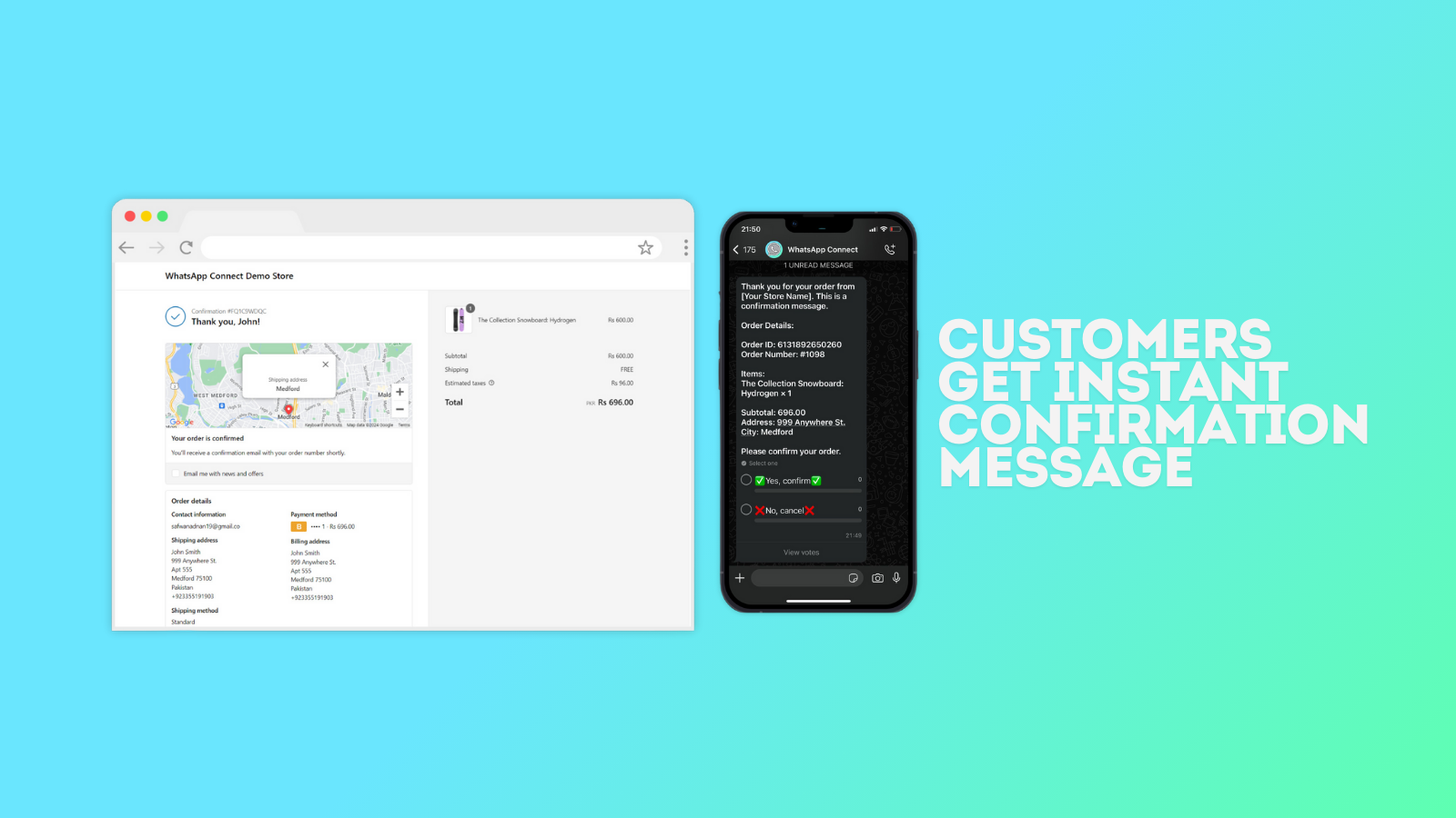 App sends messages to customers instantly as orders are placed.