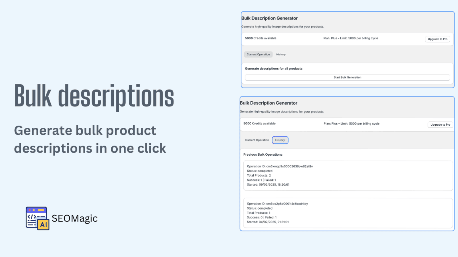 SEOMagic : Generate bulk product descriptions in one click