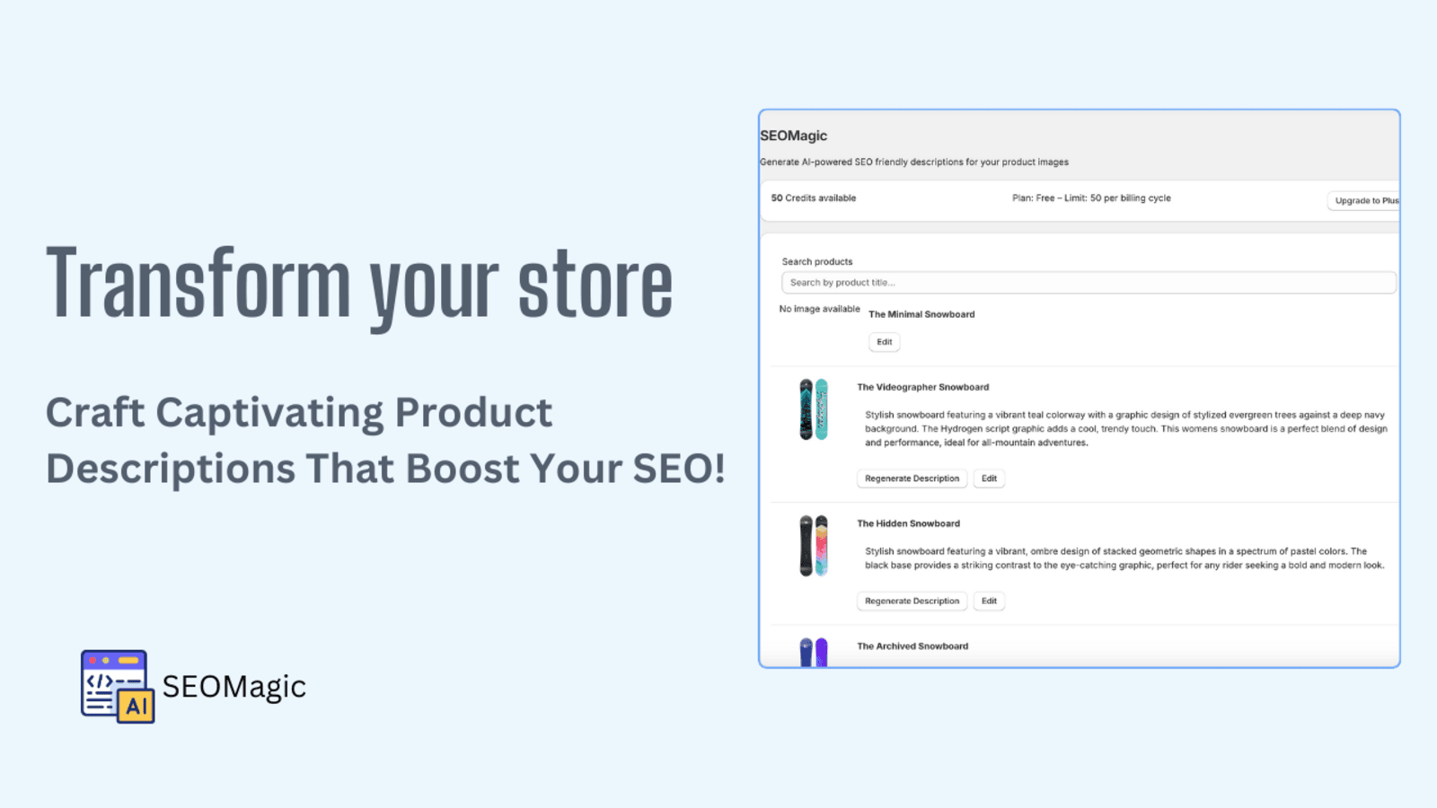 SEOMagic generates product descriptions with e