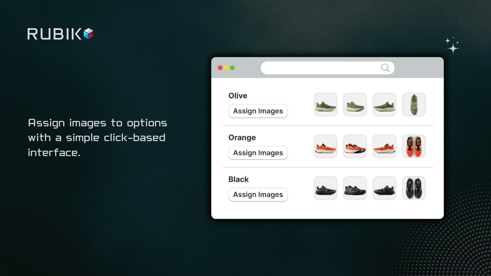 Assign images to variant options with user-friendly interface.