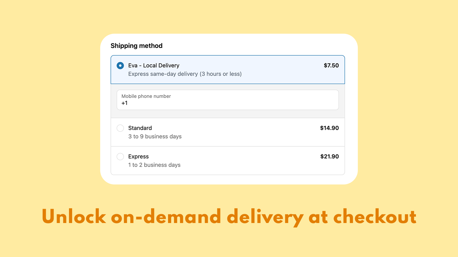 Unlock on-demand delivery at checkout