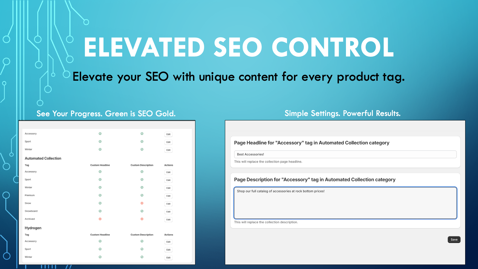 Show Google unique content for every product tag.