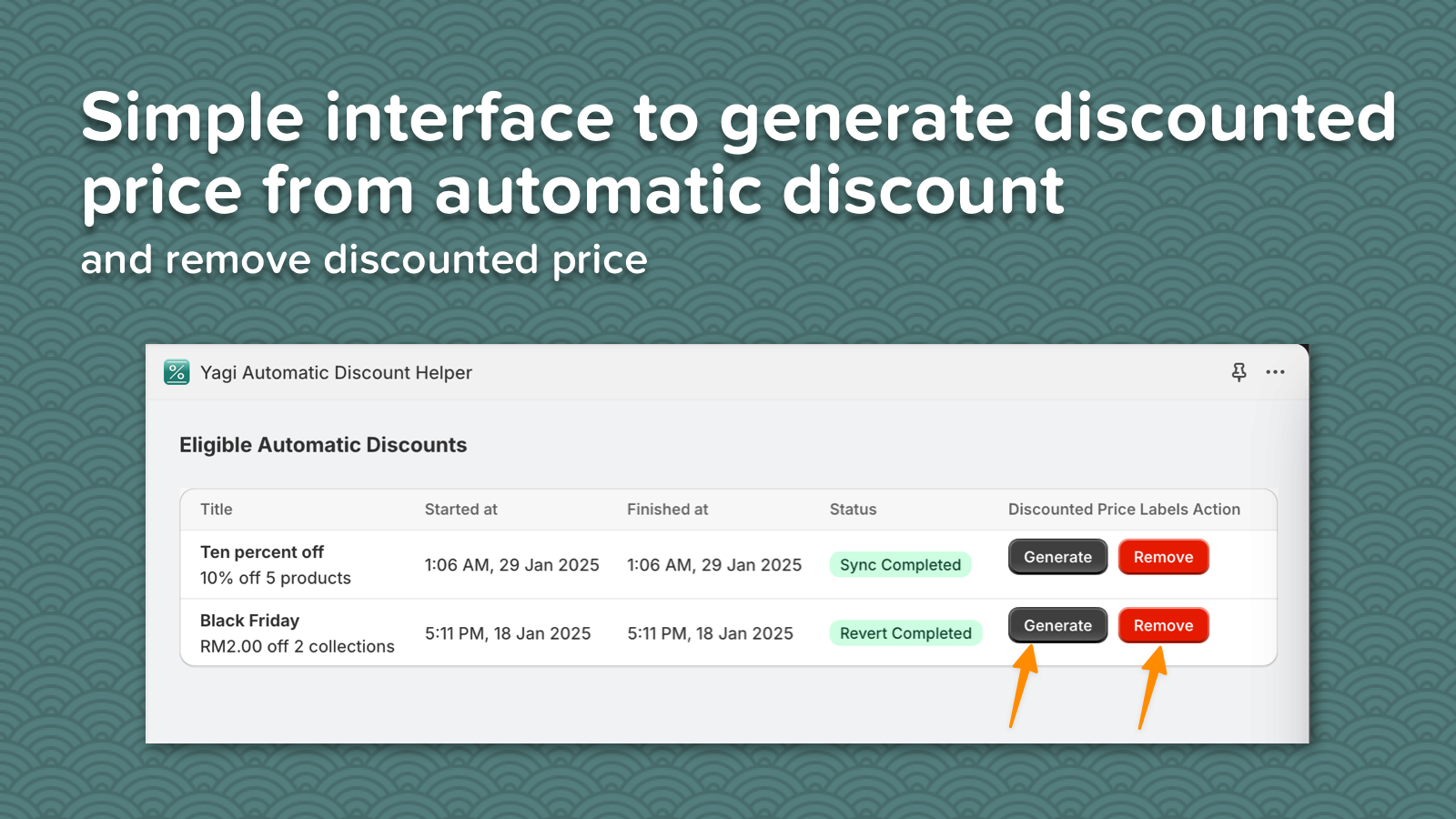 Simple interface to generate discounted price