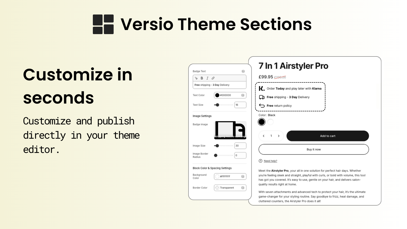 Versio theme sections steps