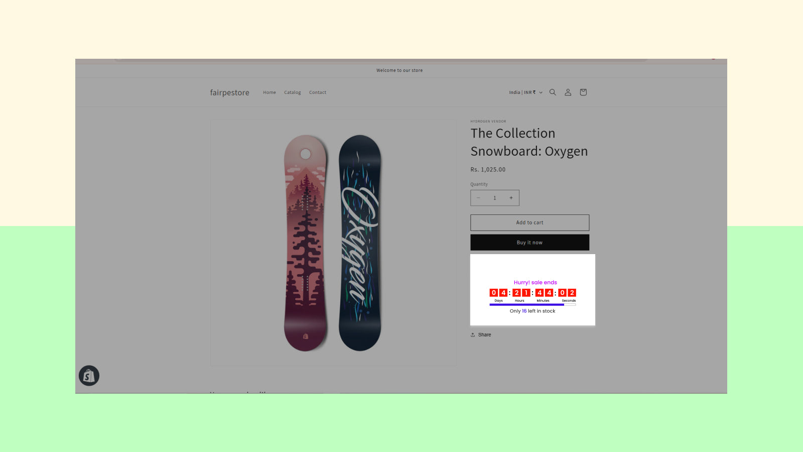 Countdown timer UI in storefront