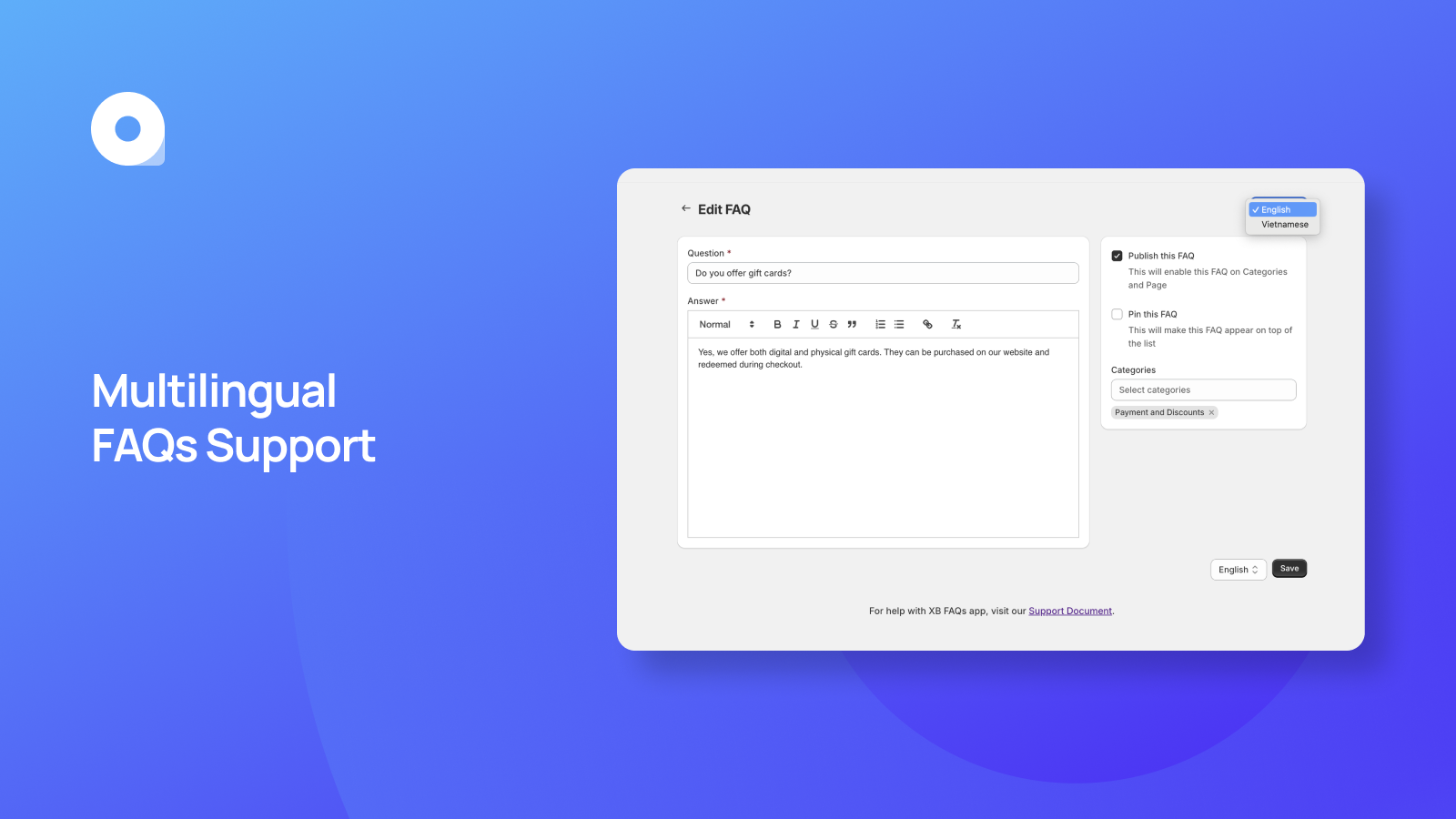 Multilingual FAQs Support