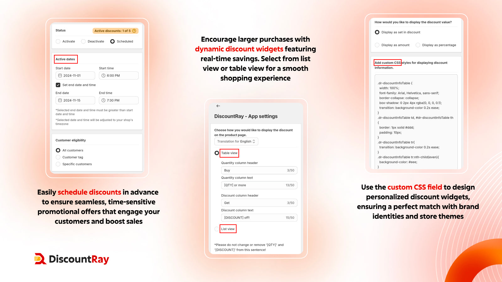 Customize discouunt widgets to match with brnading