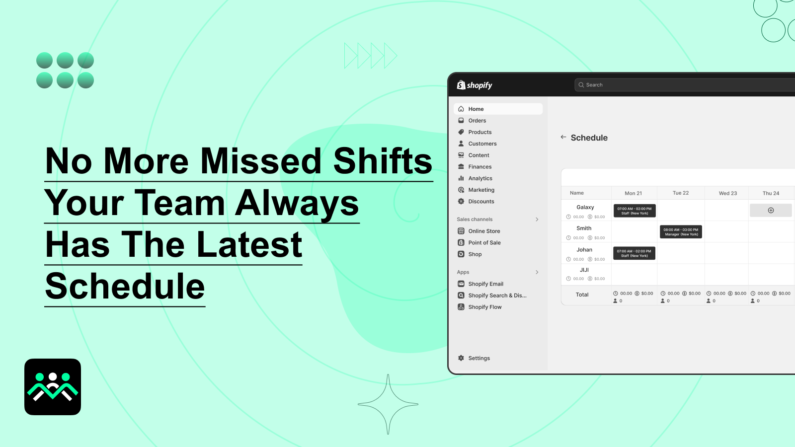 time tracking and schedule for point for sale for shopify