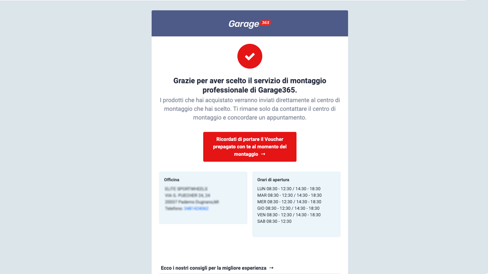 Selezione centro di montaggio