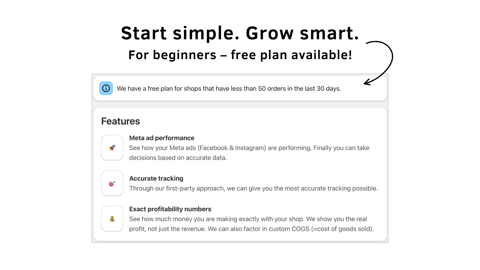  Free beginner-friendly plan for new stores