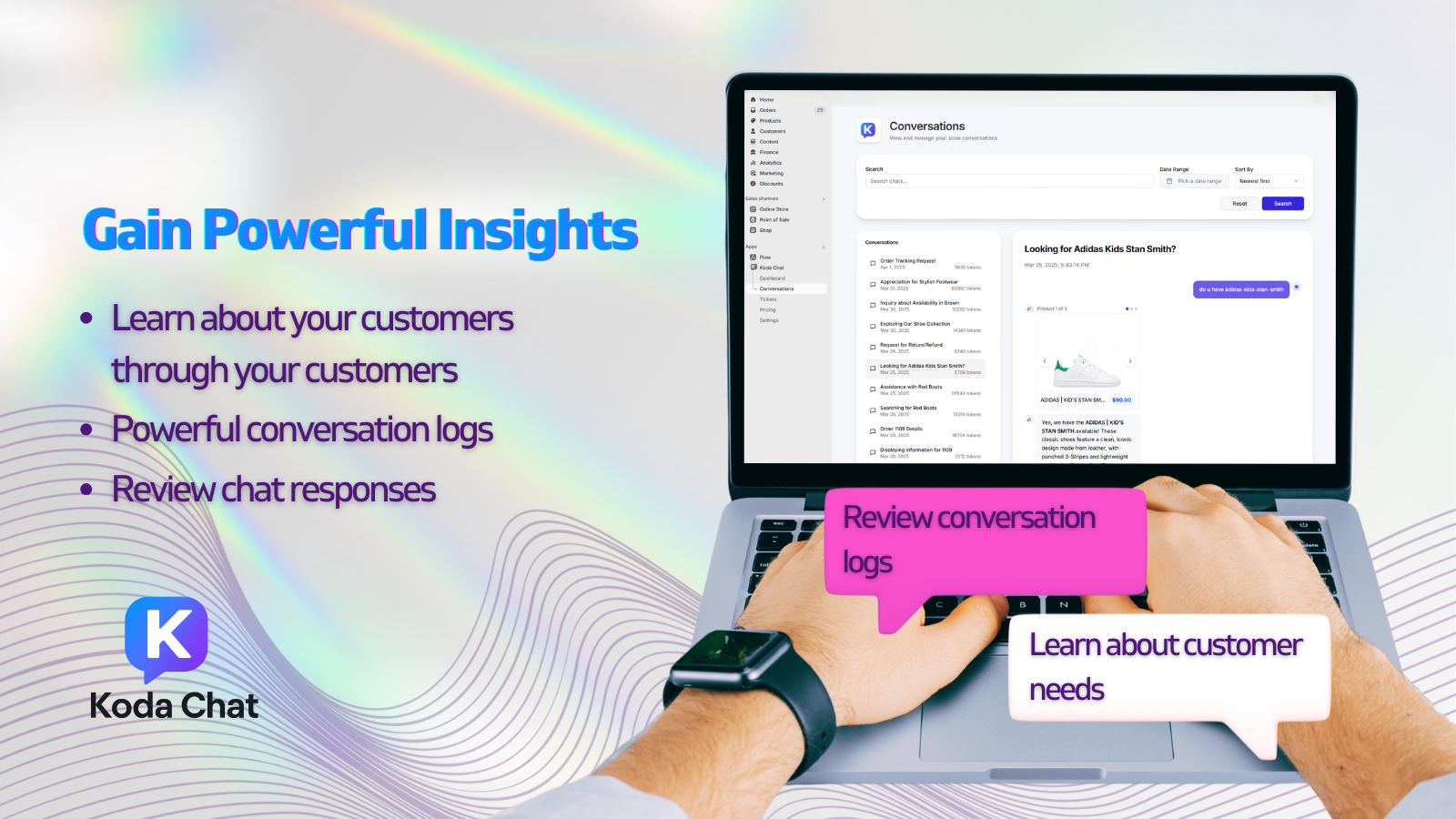 Koda Chat AI Chatbot Conversation logs screenshot
