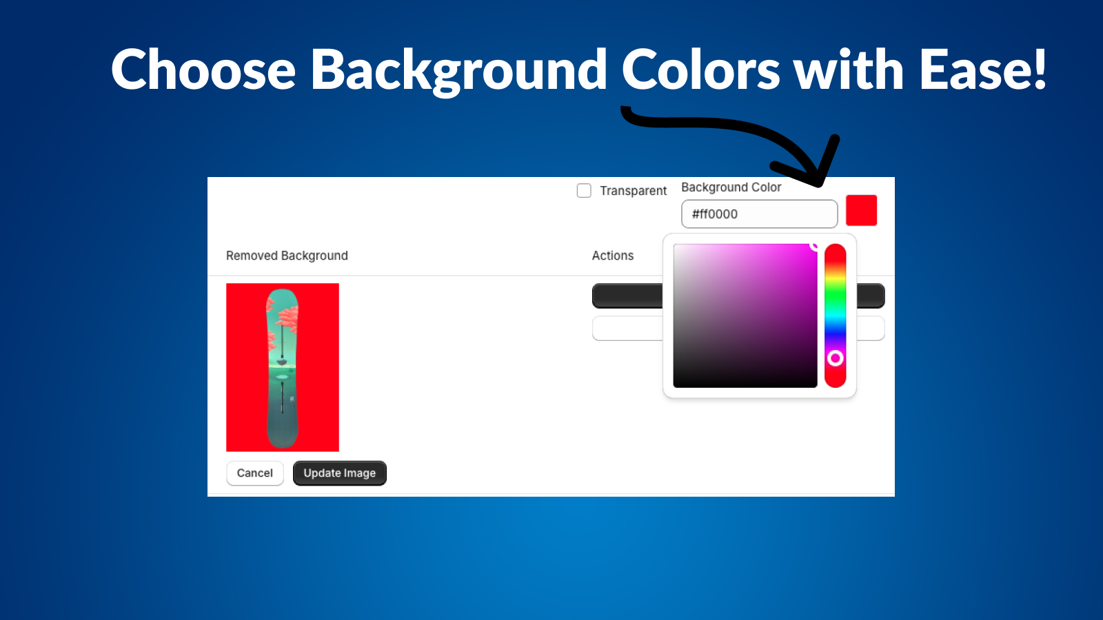 Customize product images with background color options
