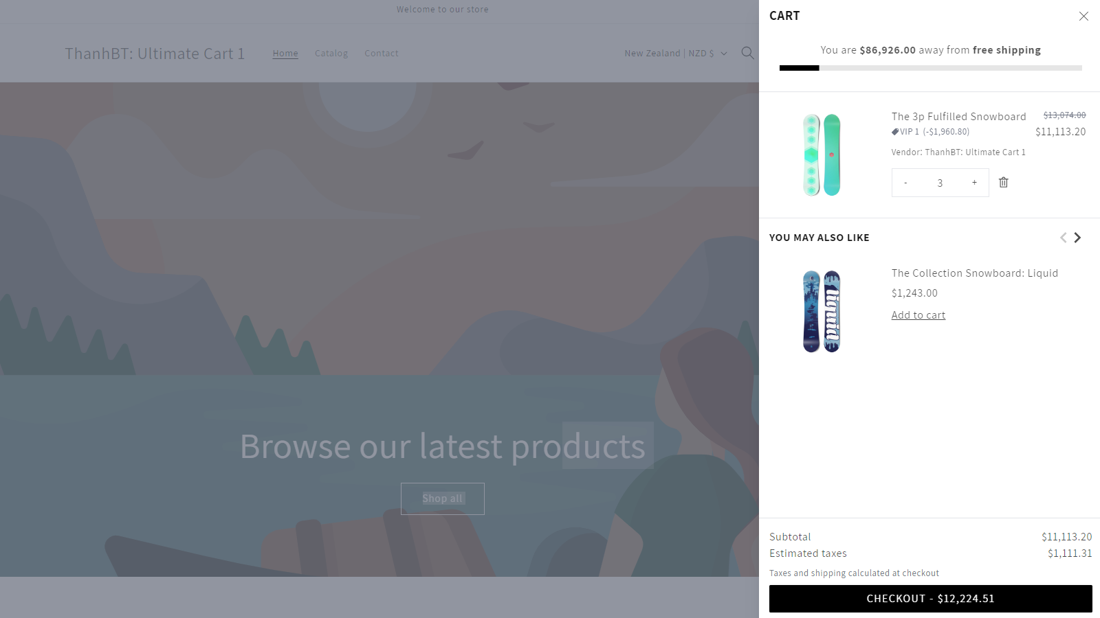 Cart drawer with B2B discount