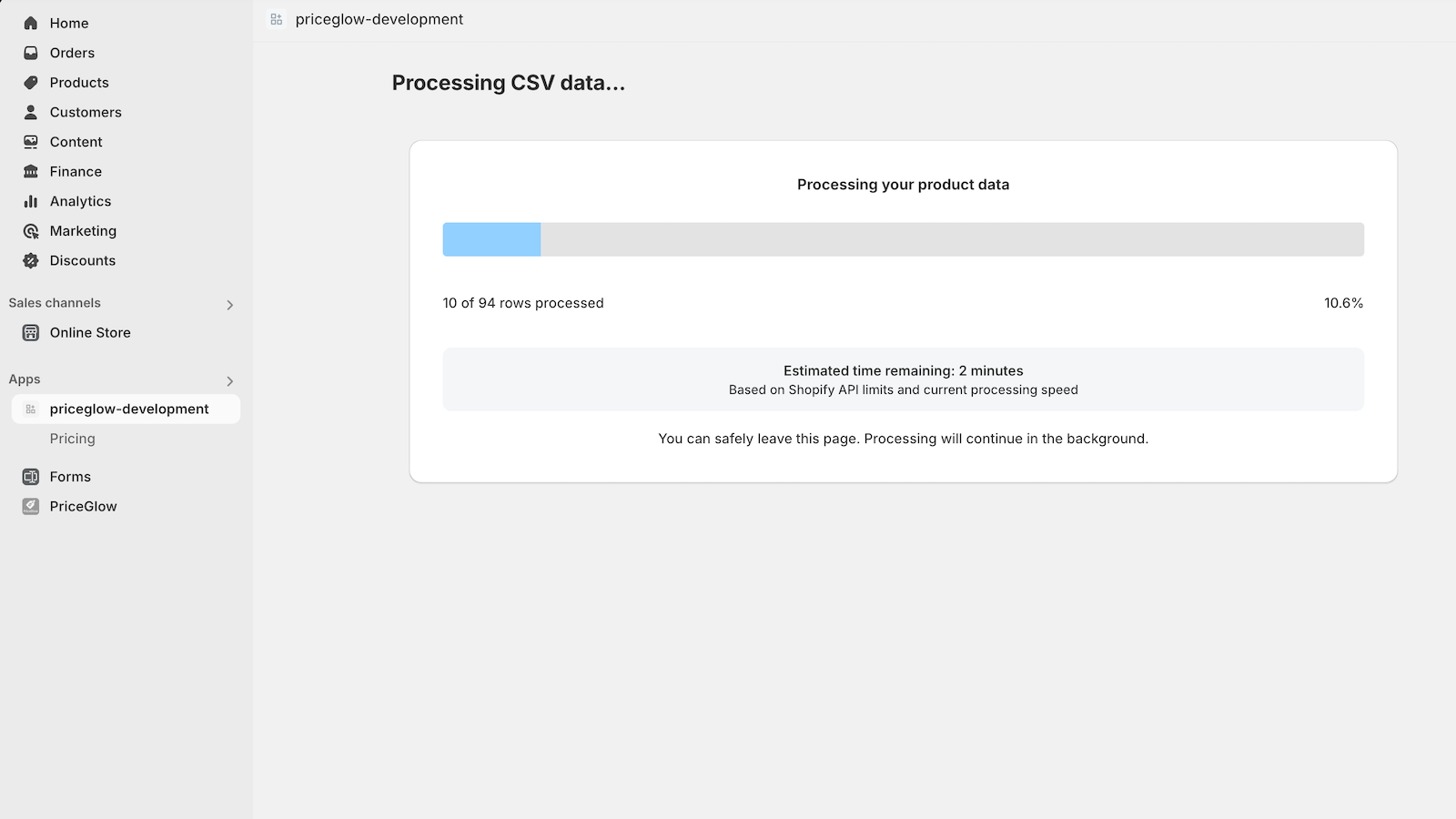 Show progress and a time estimate