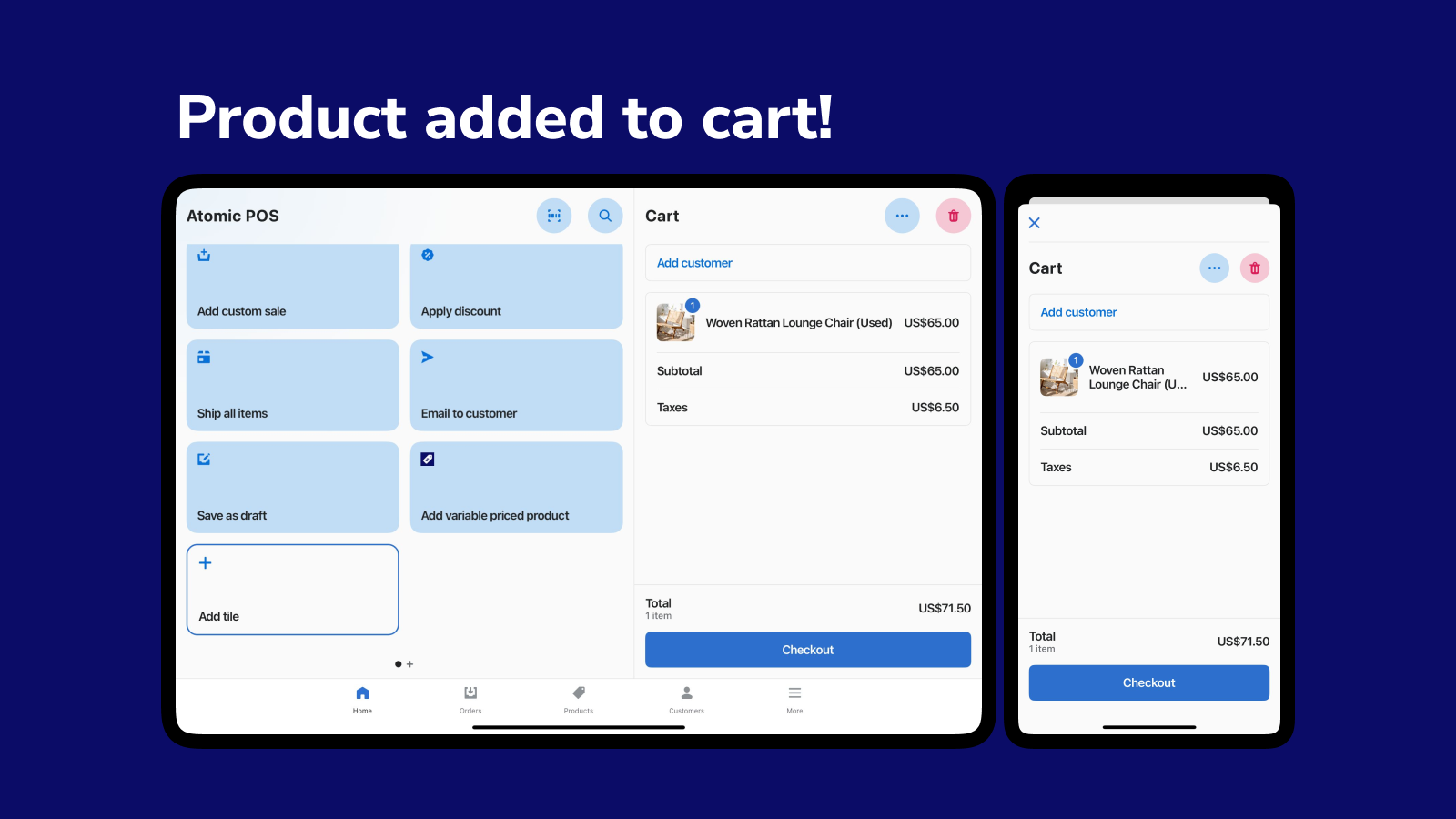 Cart screen (after product added to cart)