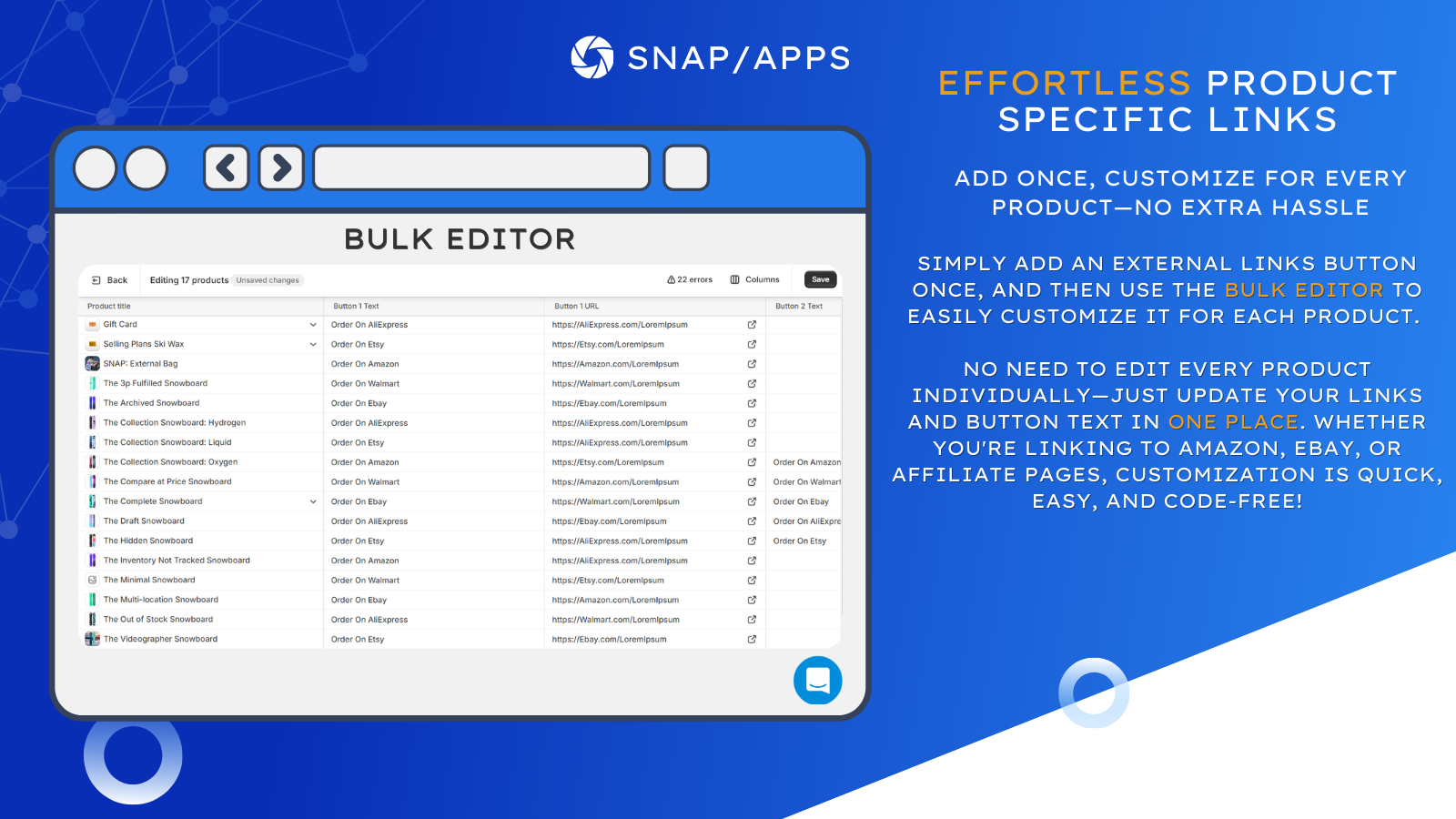 Product Specific Links - Bulk Editor
