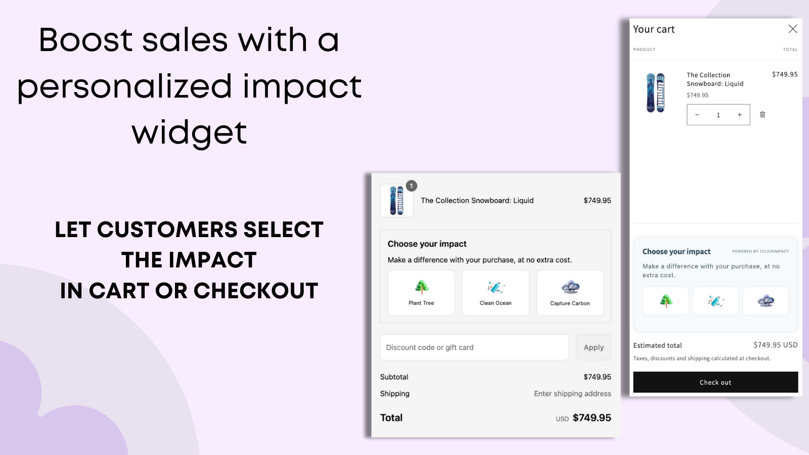 Boost sales with personalized impact widget in cart and checkout