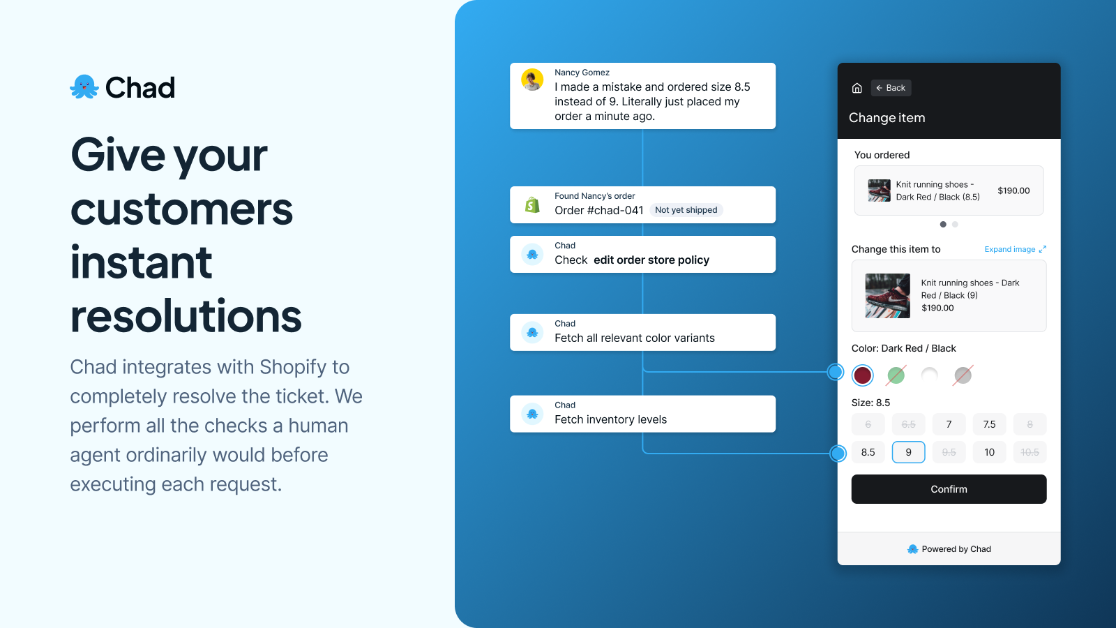 Our AI + deep integrations give your customers instant solutions