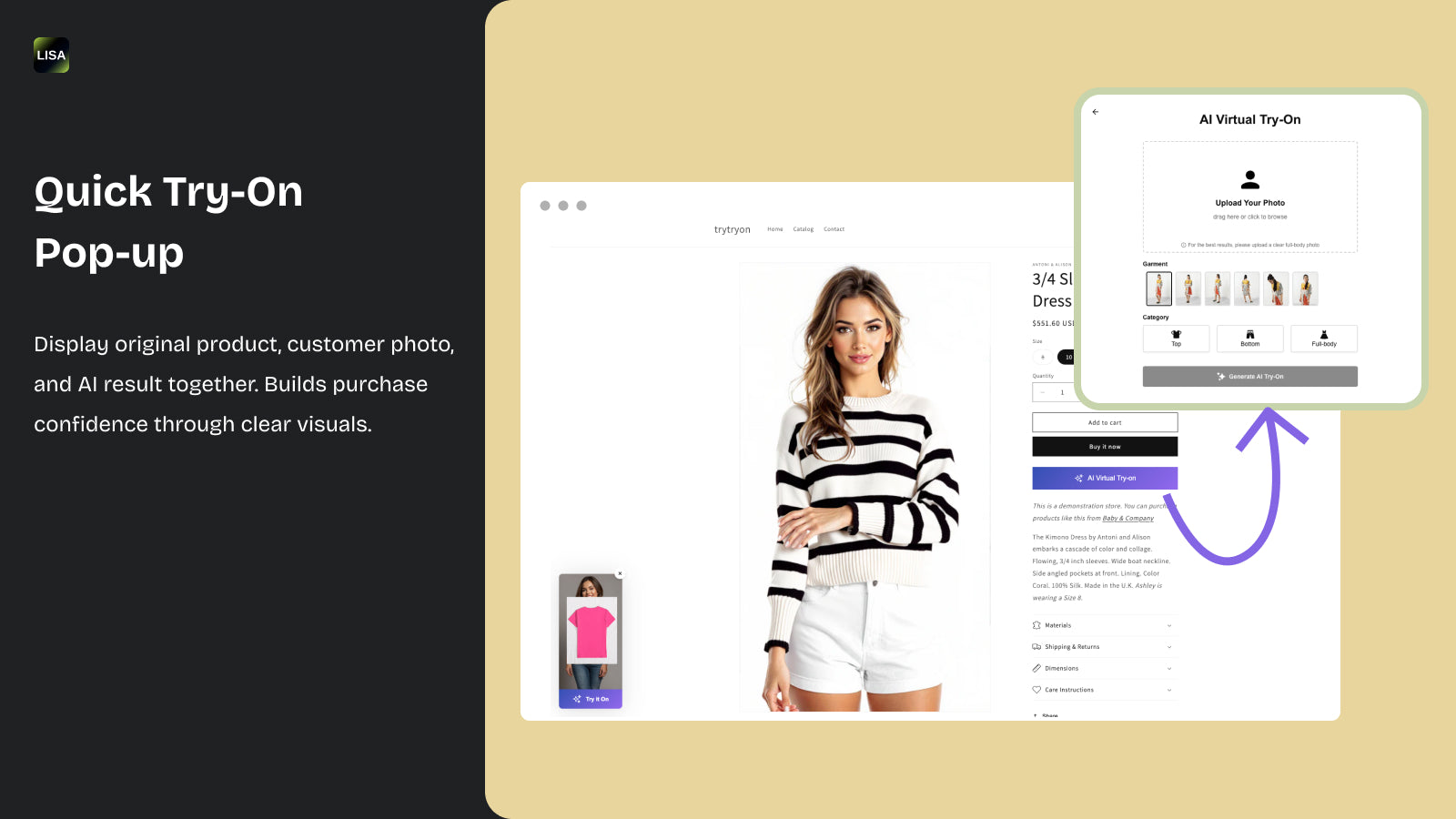 Customer trying different styles with AI-driven outfit previews