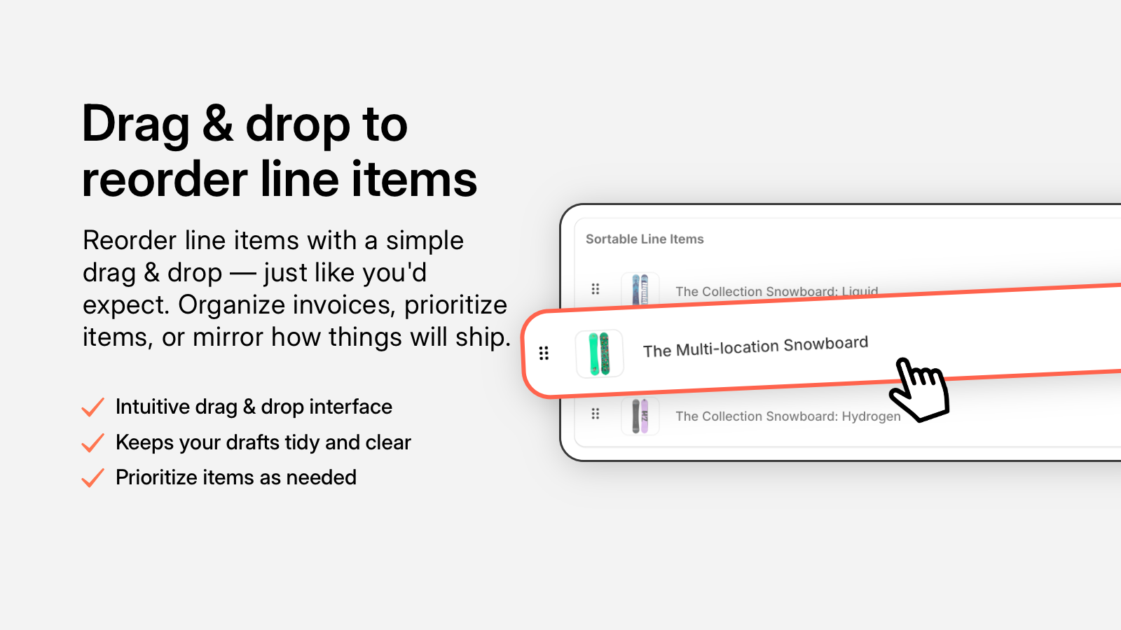Change order of products in Shopify Draft Order
