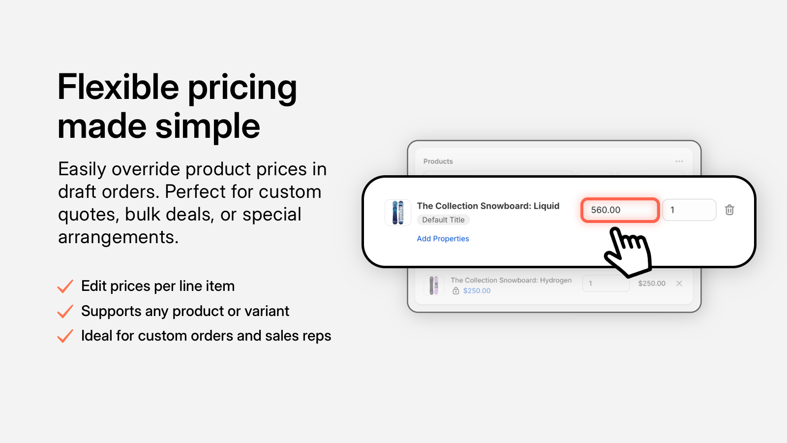 Edit Shopify Draft Order Product Prices