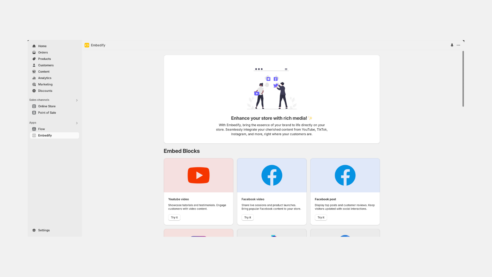 Embed content from youtube, facebook, tiktok, instagram