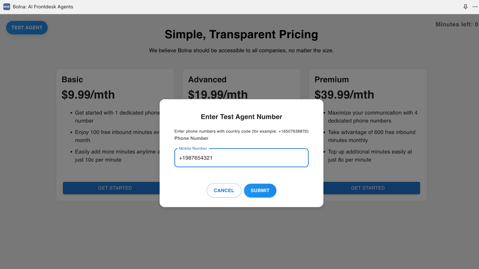 Test your agent by placing a call