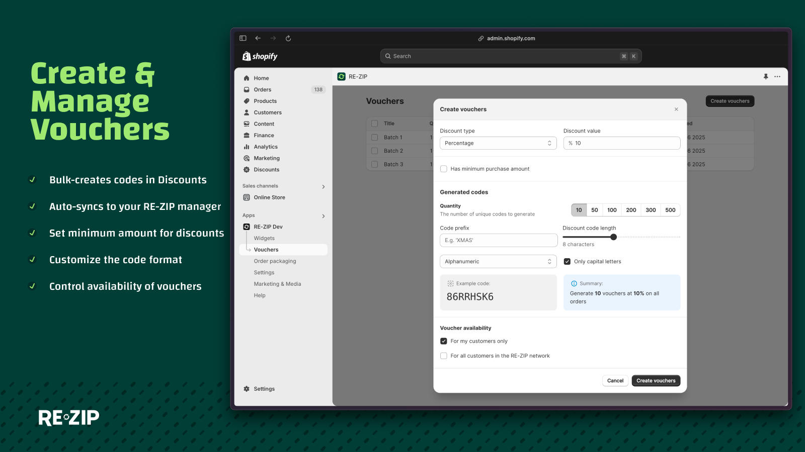 Create & Manage vouchers