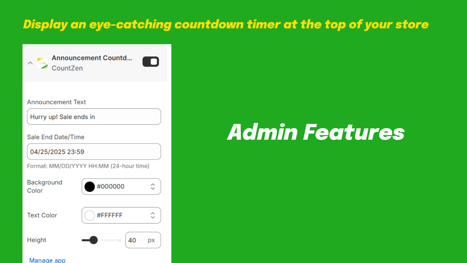 CountZen Admin settings