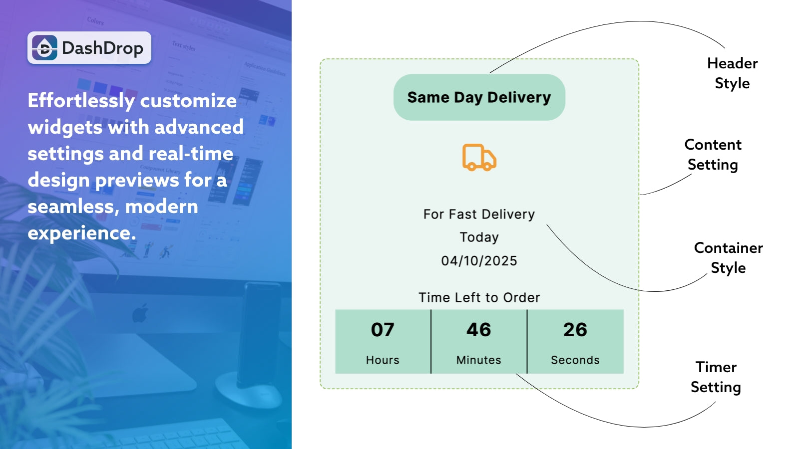 Dash Drop Delivery Settings