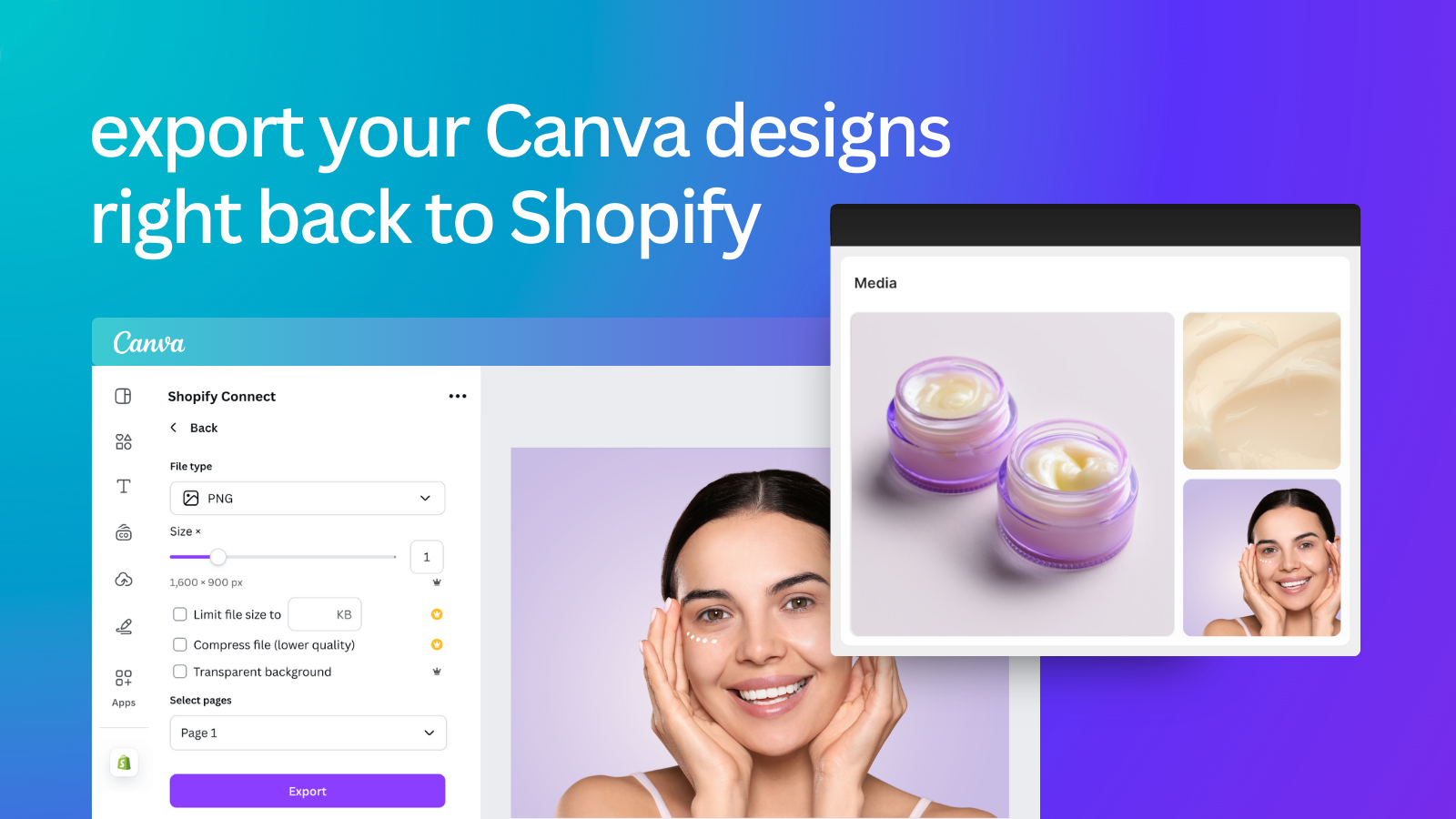 Export your Canva designs right back to Shopify