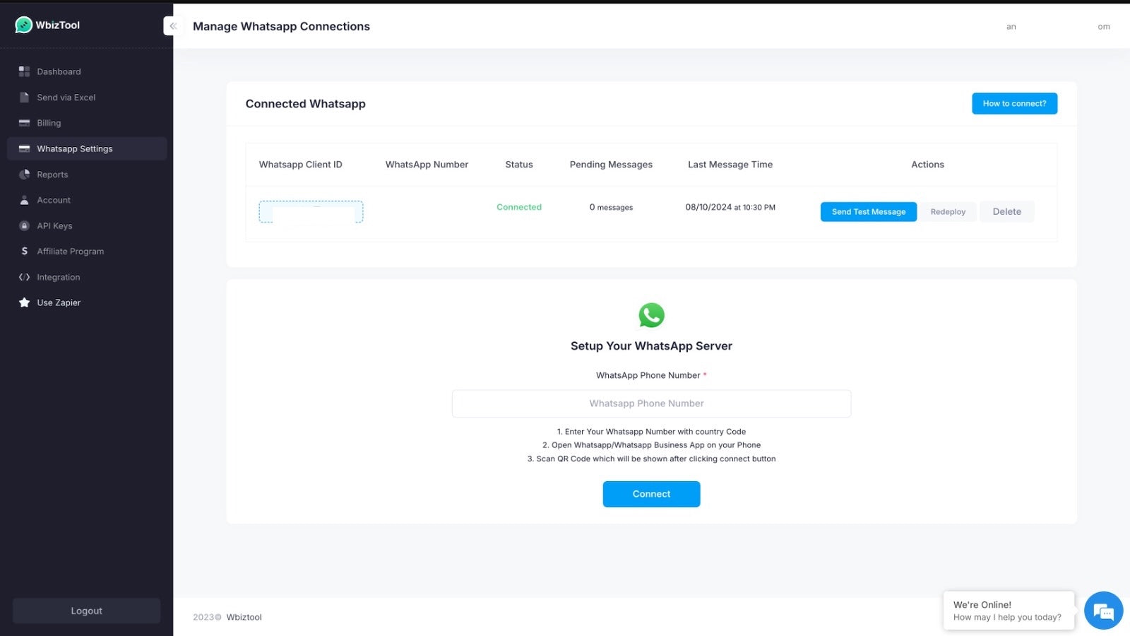 Manage Whatsapp Connection