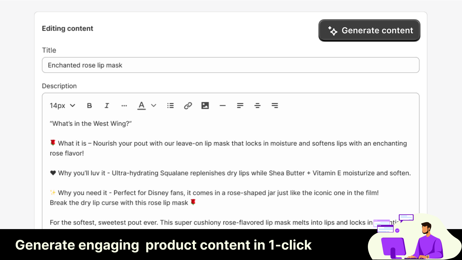 Auto generate content in 1-click