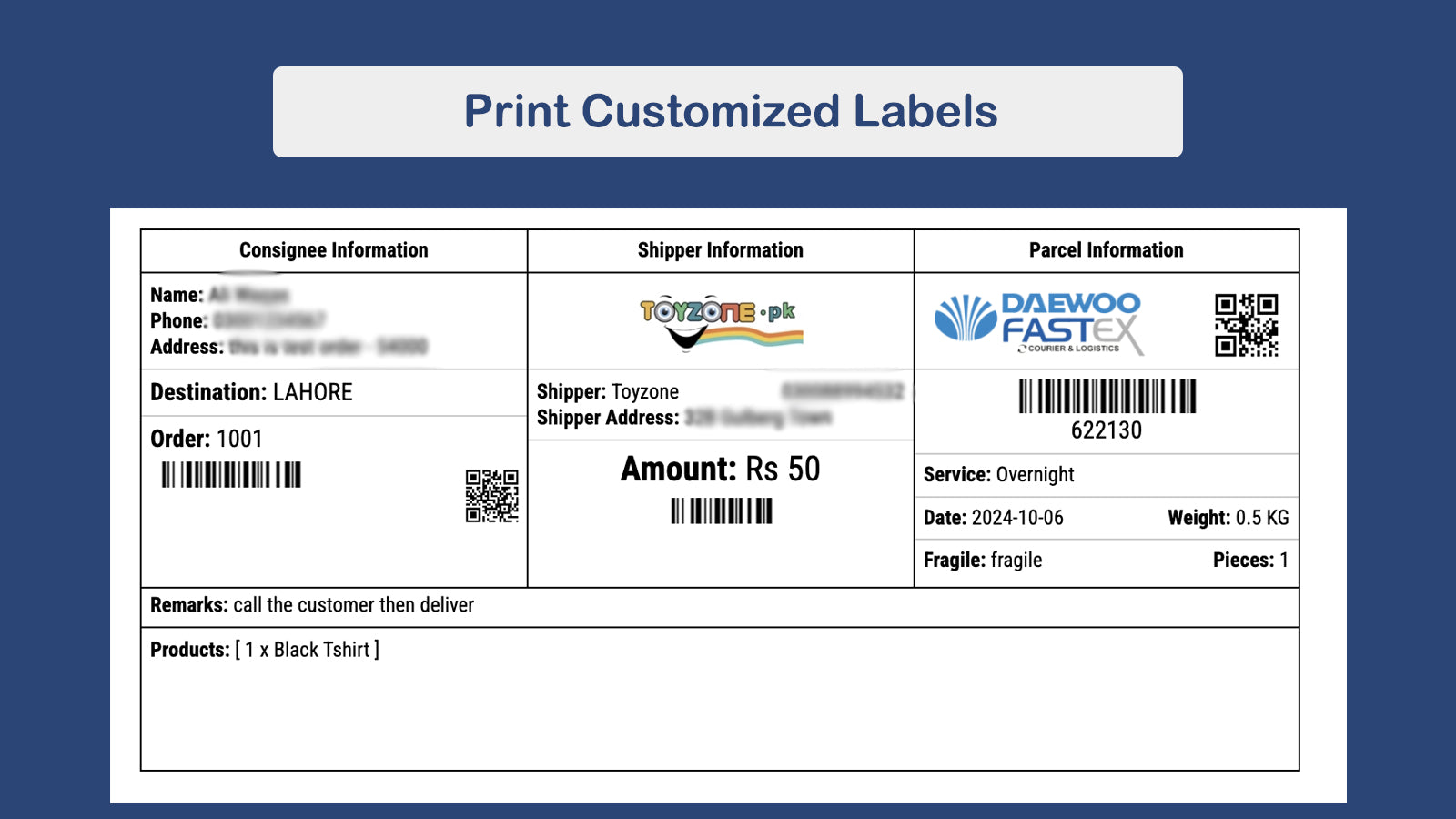 Print customized label