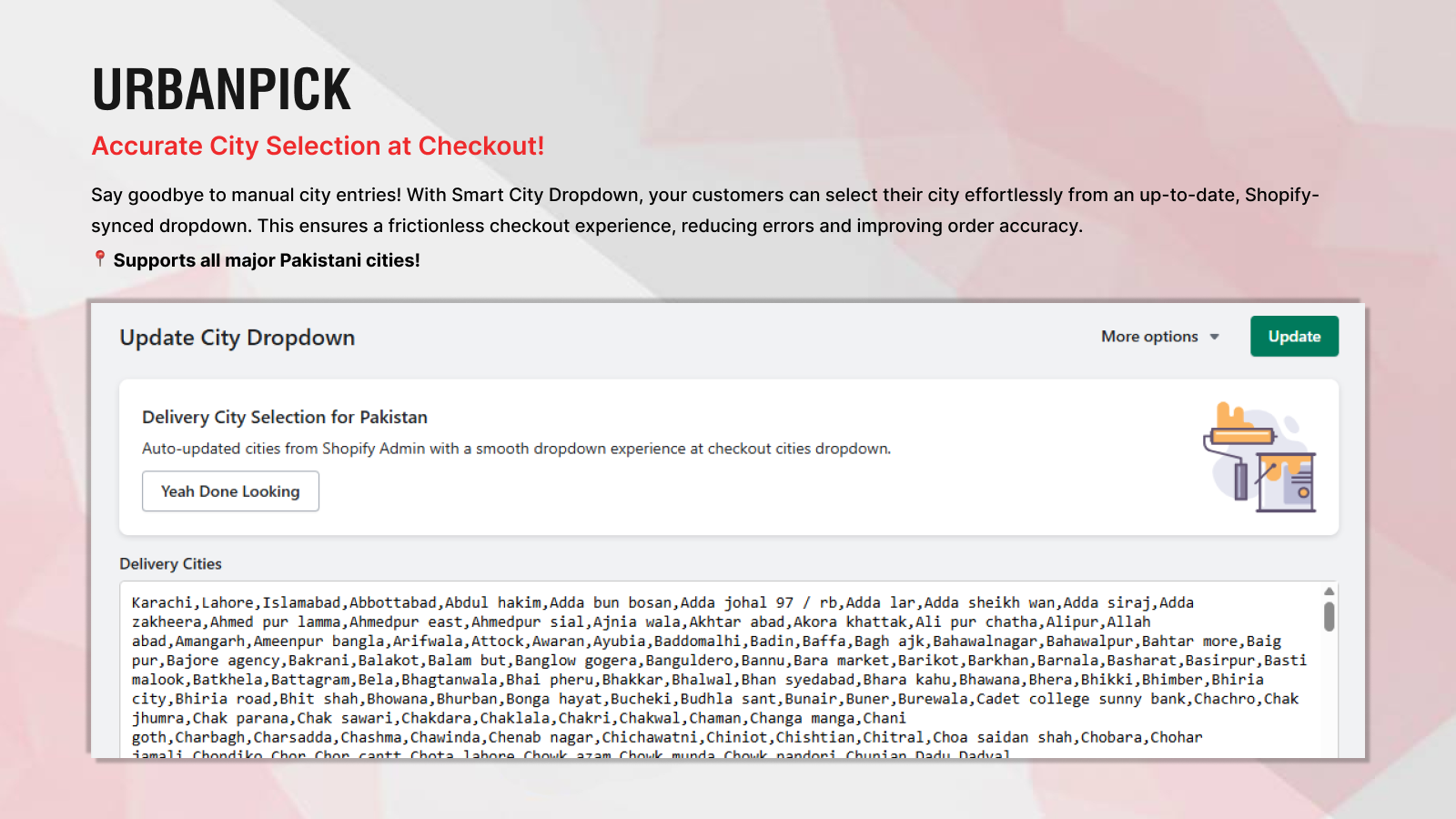city selection drodown on checkout