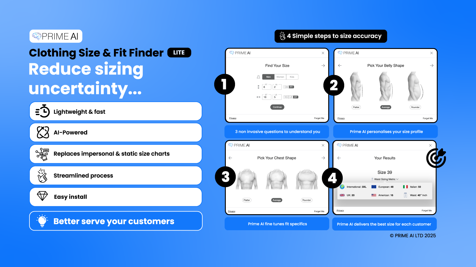 Clothing Size & Fit Finder technology benefits