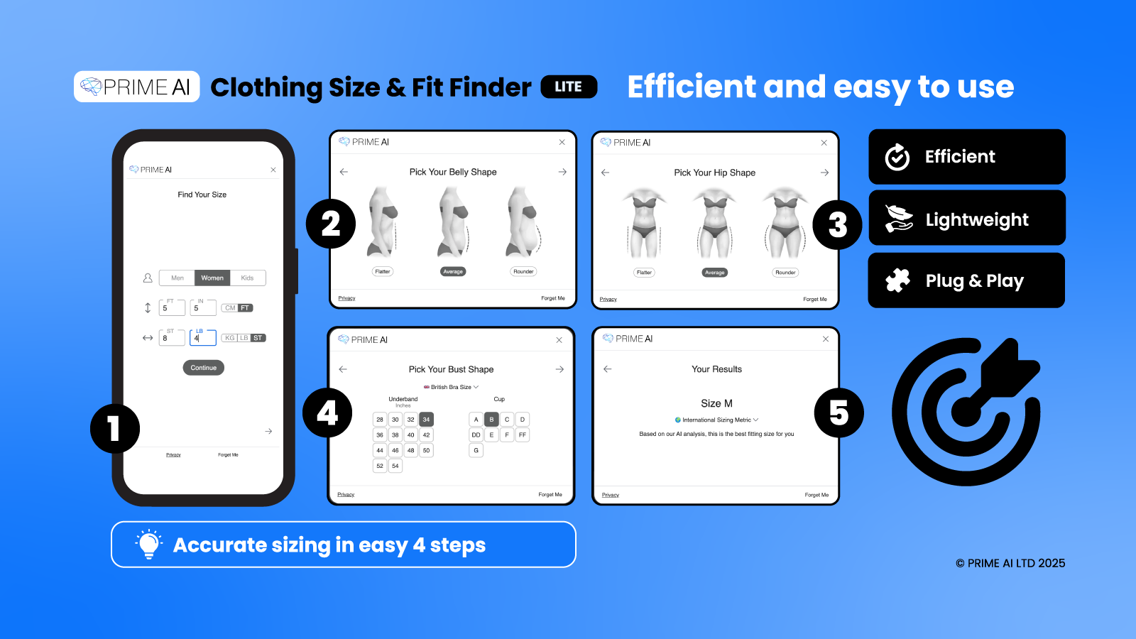Clothing Size & Fit Finder tech. Desktop experience