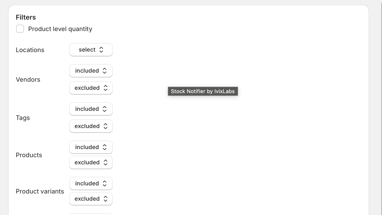 Configuration filters