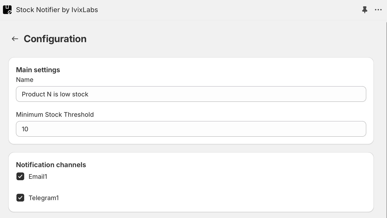 Configuration channels