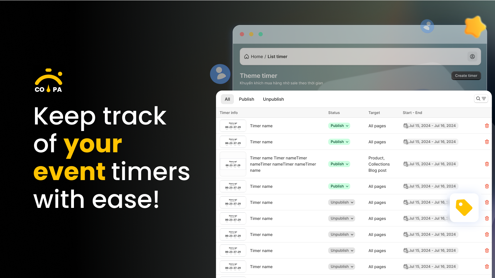 Keep track of your event timer with easy