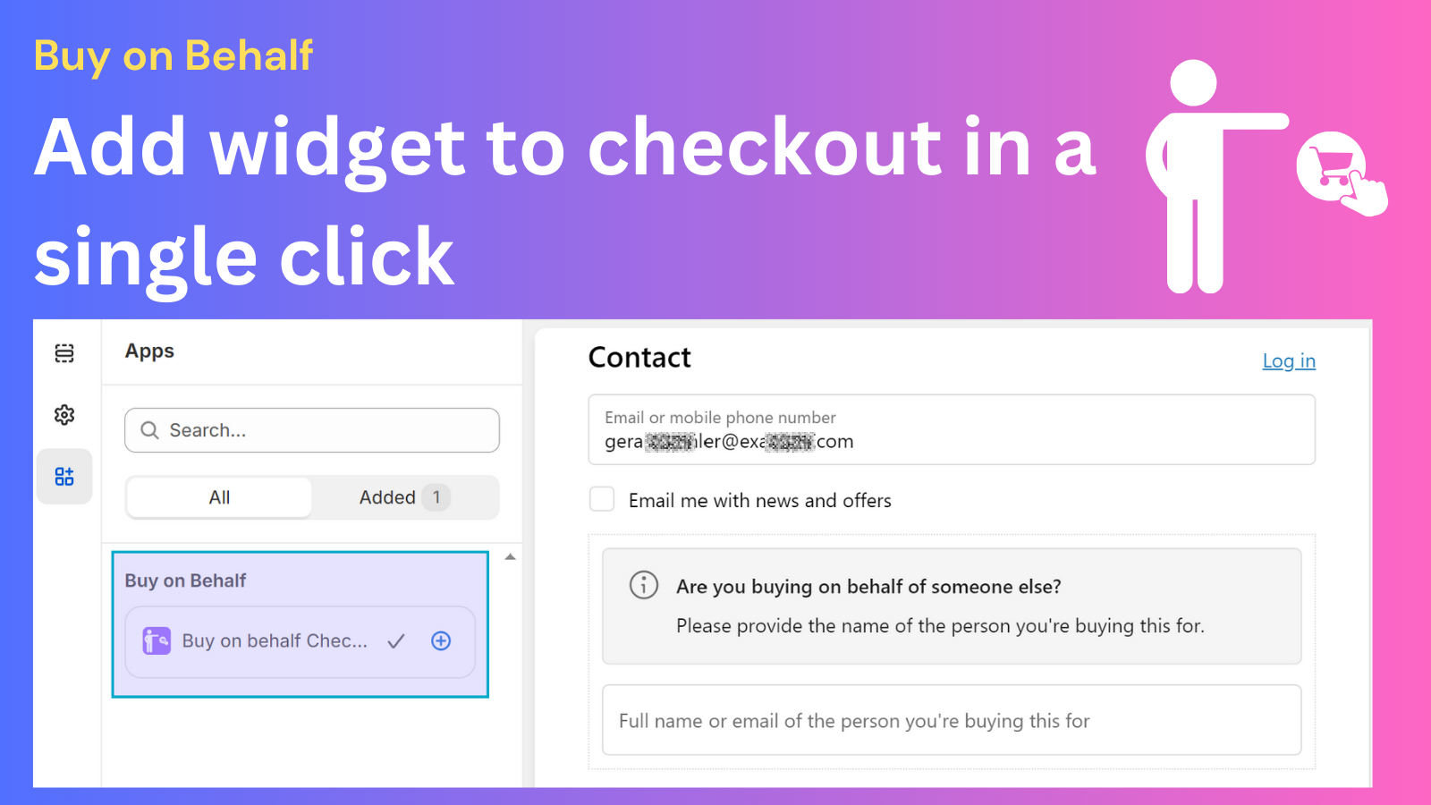 Add widget to checkout in a single click