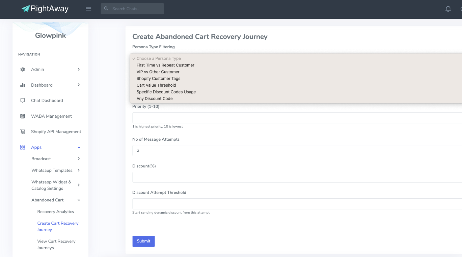 Abandoned Cart Recovery Journey Configuration