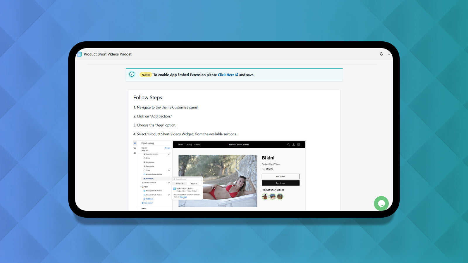 Product Short video customize admin