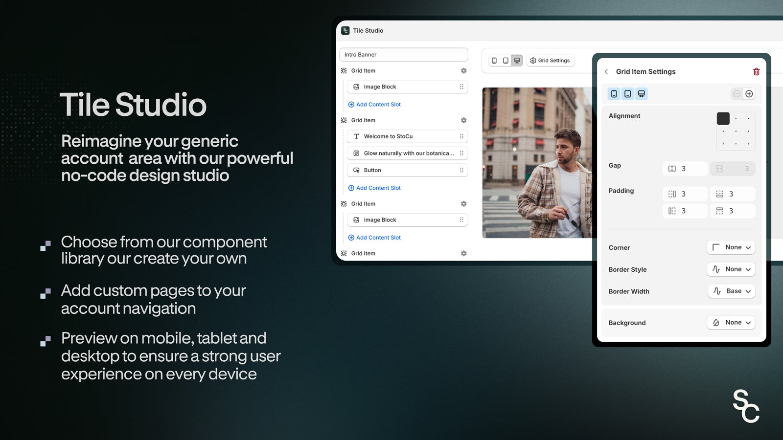 Tile Studio: Reimagine your account area with our design studio