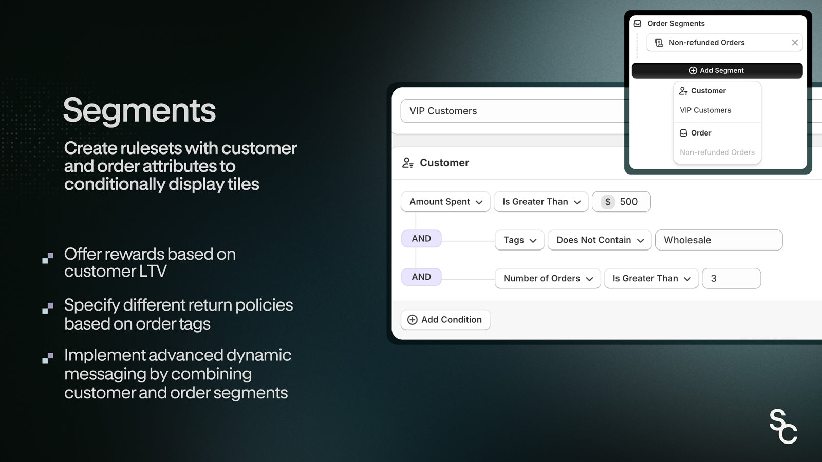 Segments: Create rulesets with customer and order attributes