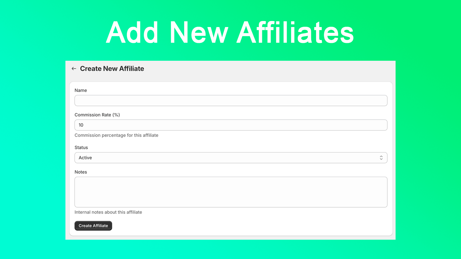 Add New Affiliates